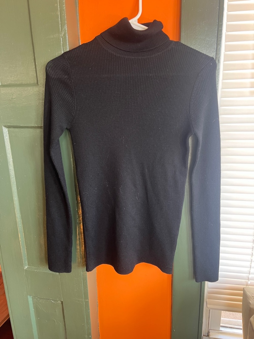 Wool Black Ribbed Turtleneck Sweater